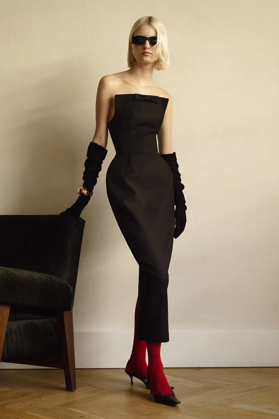 Helsa S Curve Dress with Bow Black Size 6  - Image 3