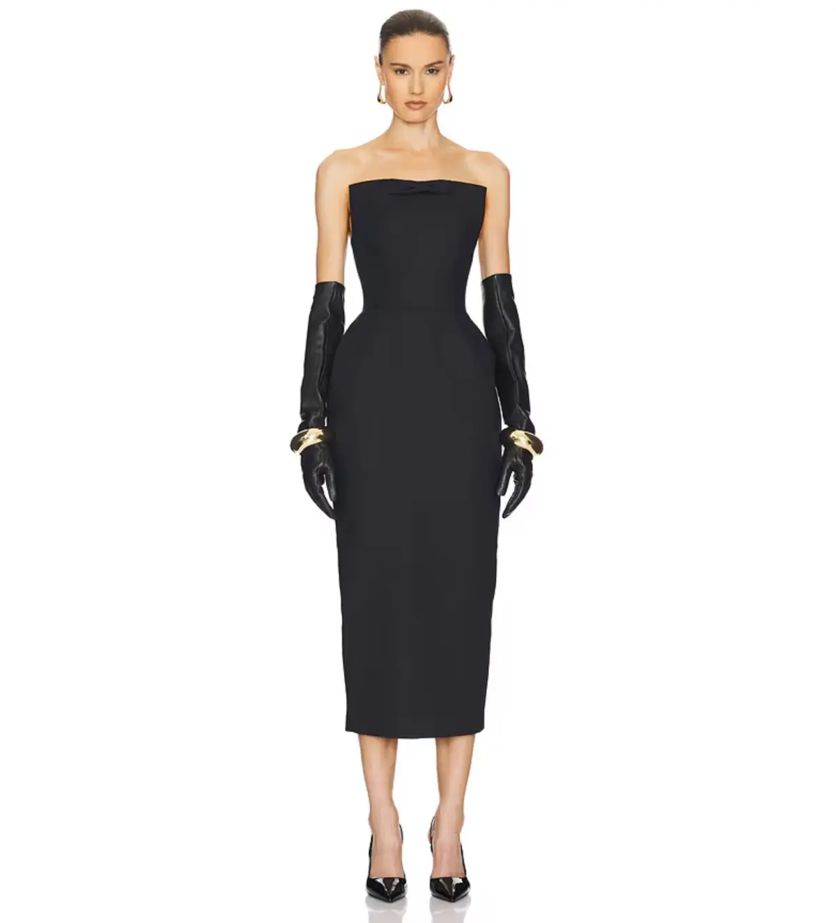 Helsa S Curve Dress with Bow Black Size 6  - Image 1