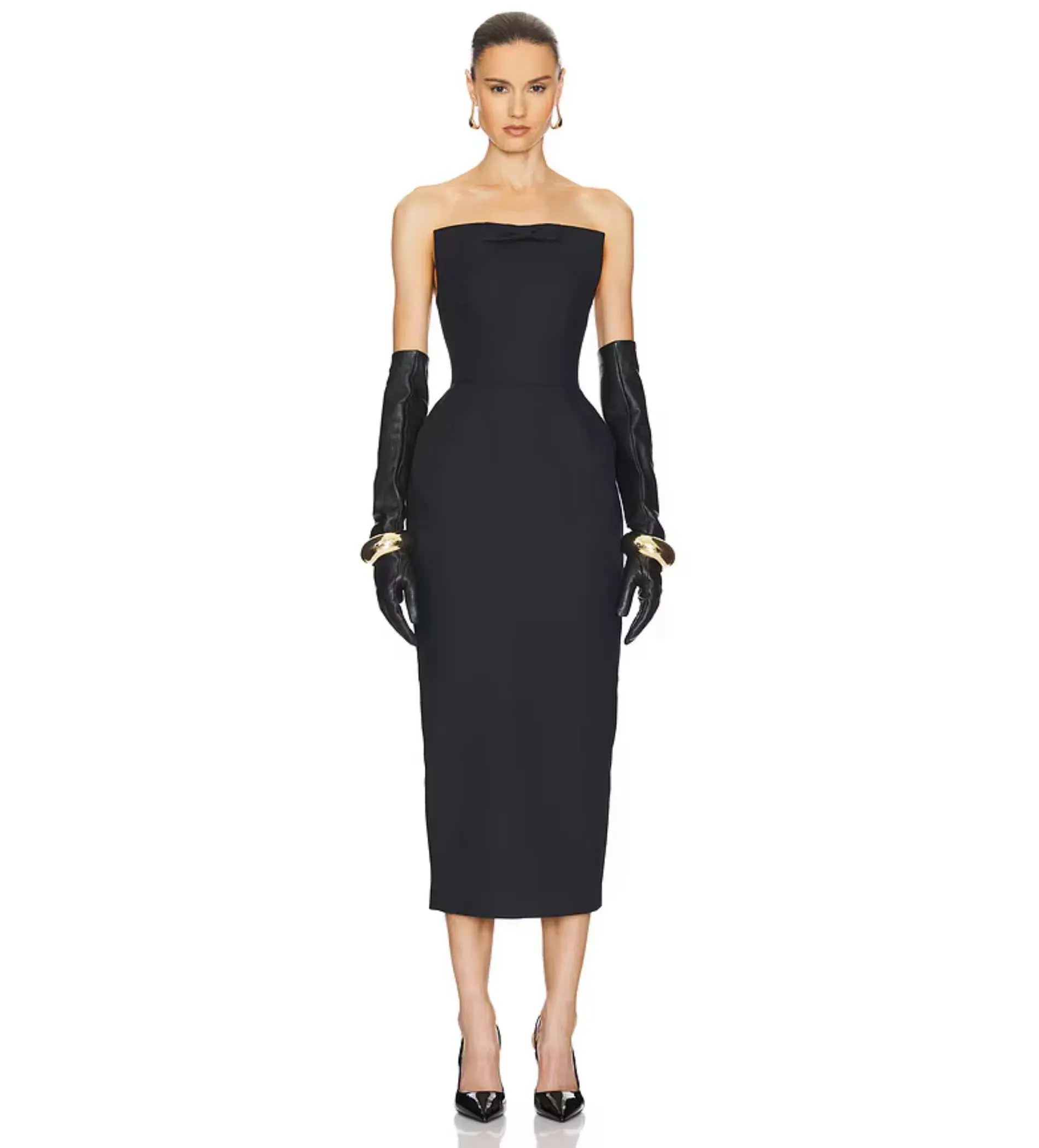 Helsa S Curve Dress with Bow Black Size 6  - Image 1
