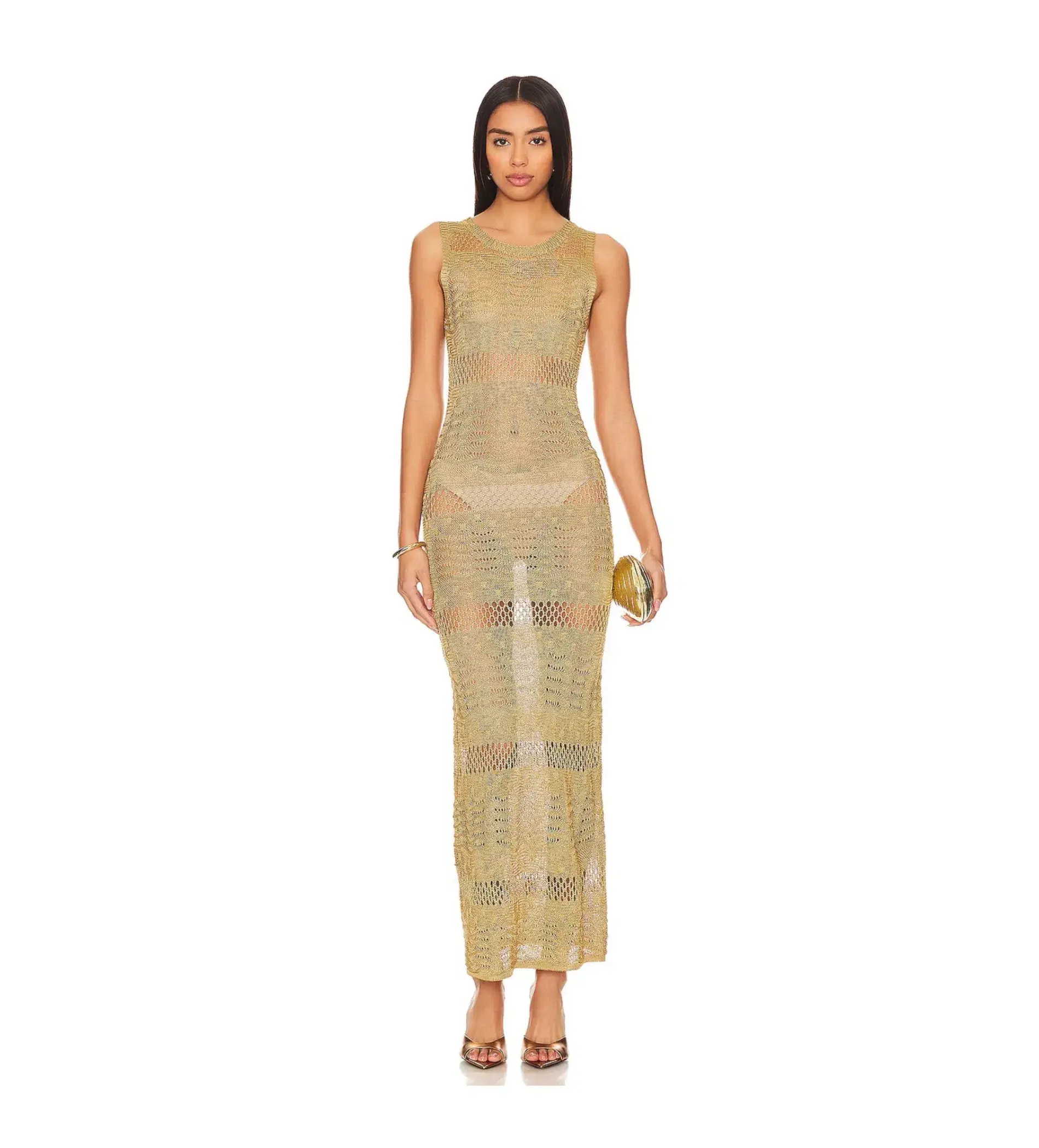 More To Come Sevyn Midi Dress Gold Size 8 - Image 1