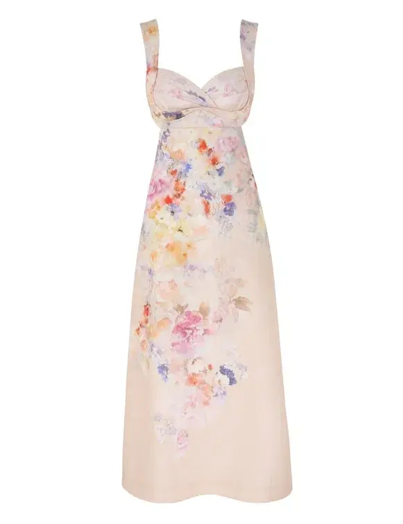 Zimmermann The Crush Midi Dress in Multi Floral Size 1/Au 10  - Image 1