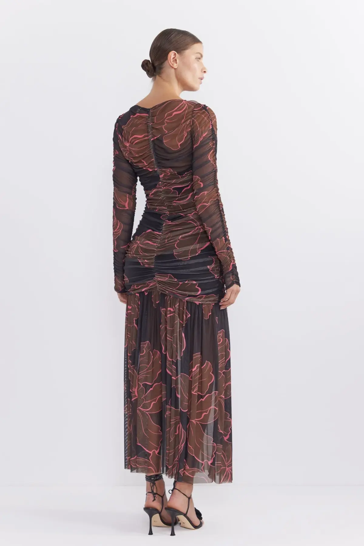 Pasduchas Rosetta Hourglass Midi Dress Dark Floral Szie 6  - Image 3