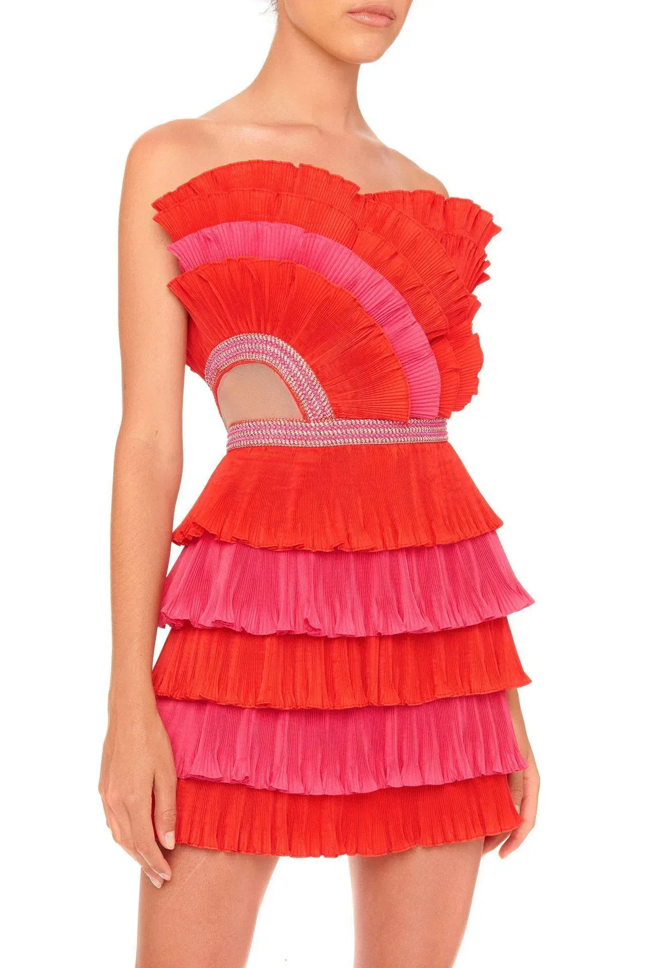  Eliya the Label Maryanne Mini Dress Red and Pink Size XS/Au 6 - Image 3