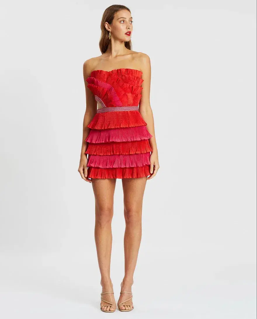  Eliya the Label Maryanne Mini Dress Red and Pink Size XS/Au 6 - Image 1