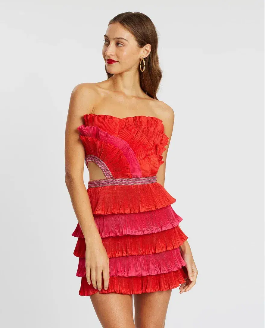  Eliya the Label Maryanne Mini Dress Red and Pink Size XS/Au 6 - Image 2