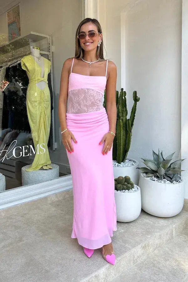 Benni Gabriel Maxi Dress Pink Sorbet Size 10 - Image 1