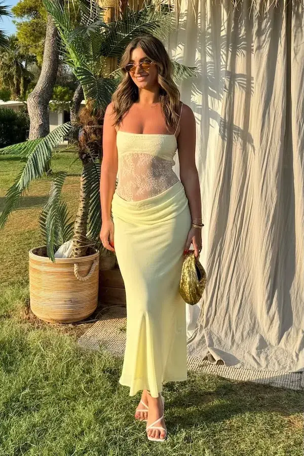 Benni Gabriel Maxi Dress Lemon Sorbet Size 6 for rent on The Volte - main image