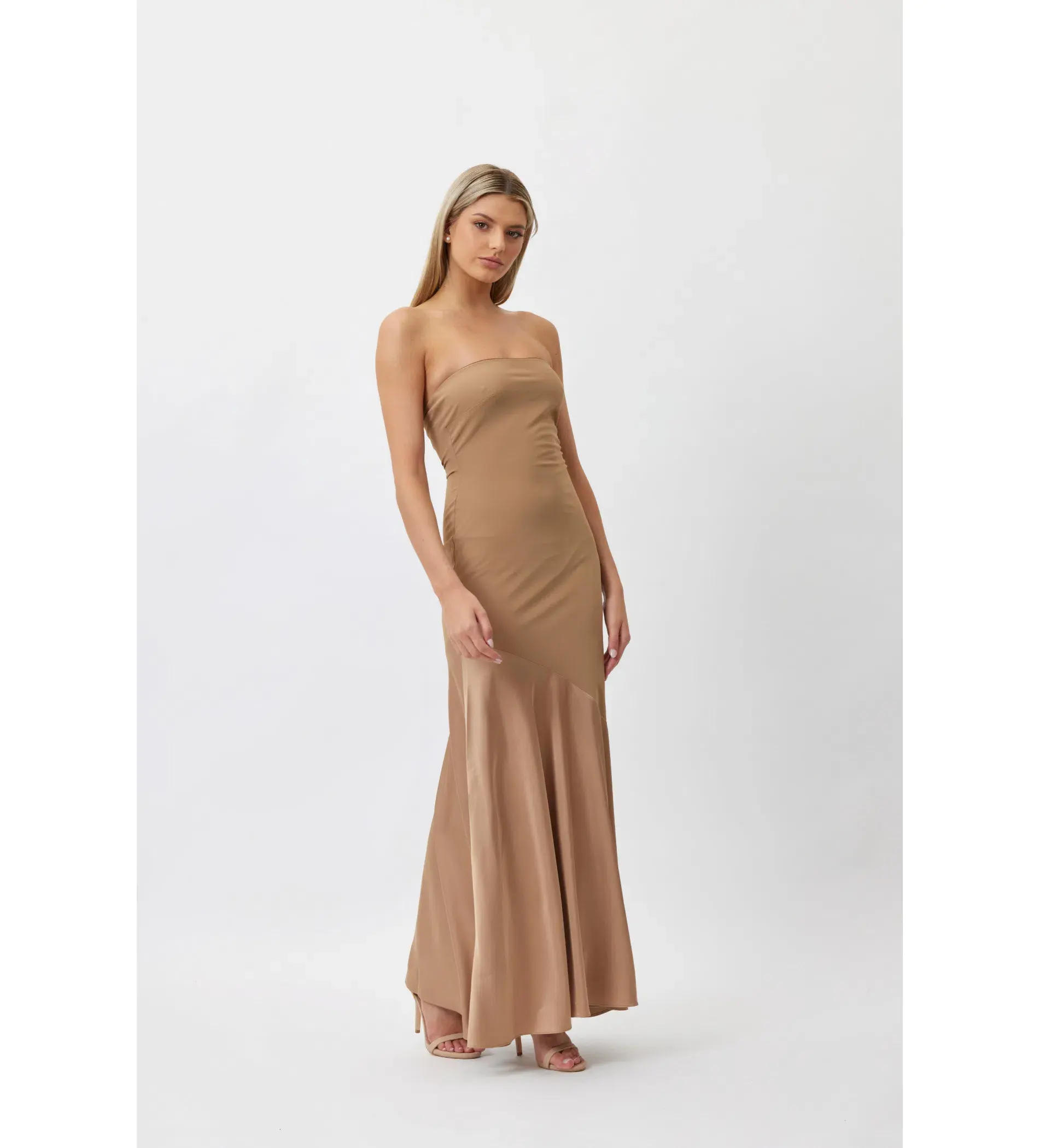 Bianca and Bridgett Tahlia Strapless Maxi Dress Beige Size 6 - Image 1