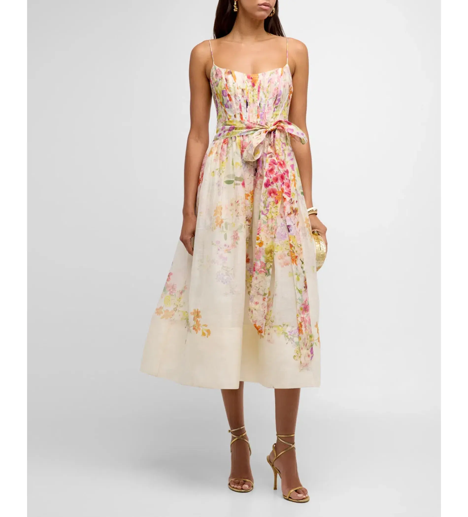 Zimmermann Natura Corset Midi Dress Kaleidoscope Garden Size 1/AU 10  - Image 1