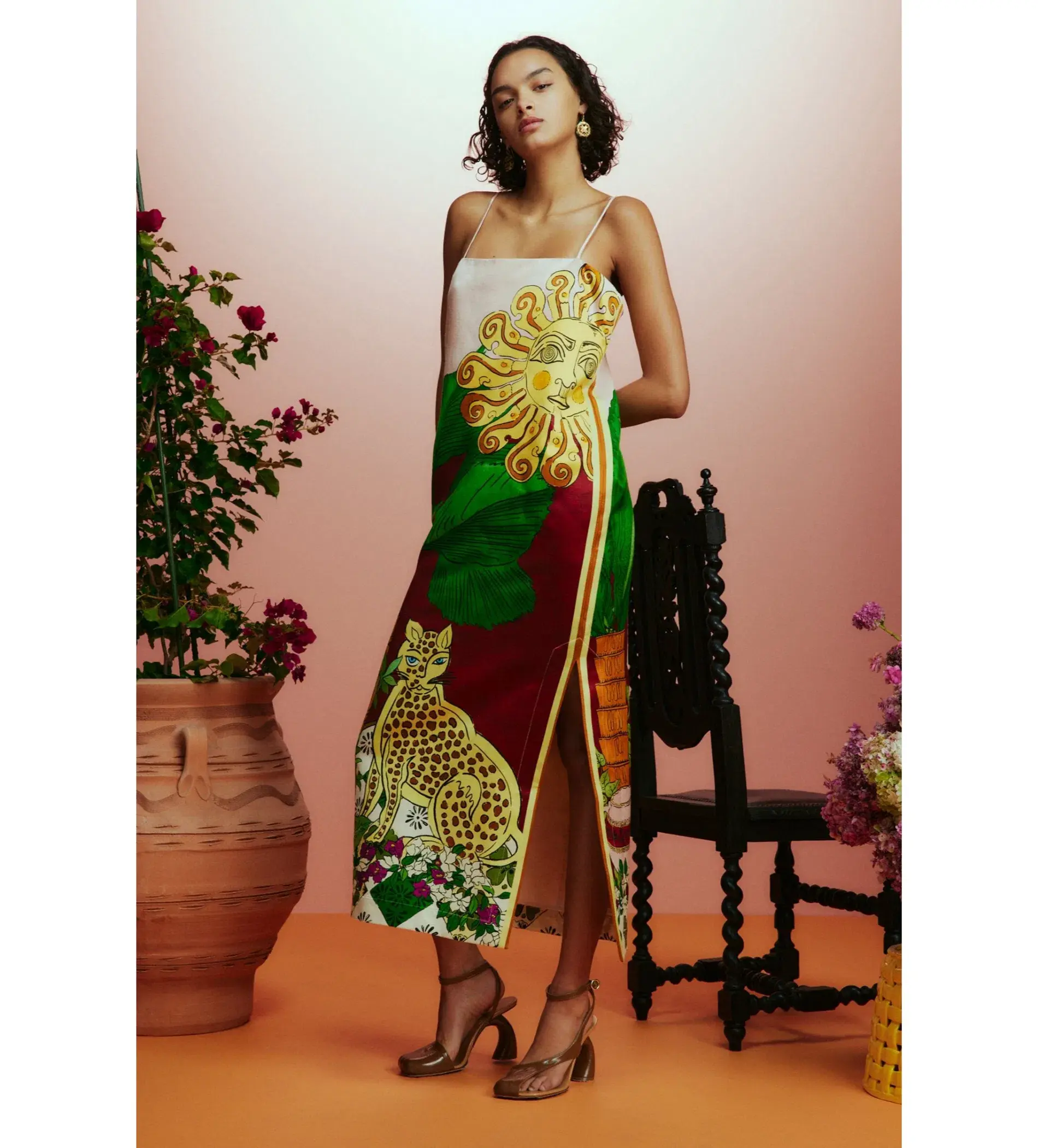 Alemais Tiger Slip Dress Print Size 8 - Image 1