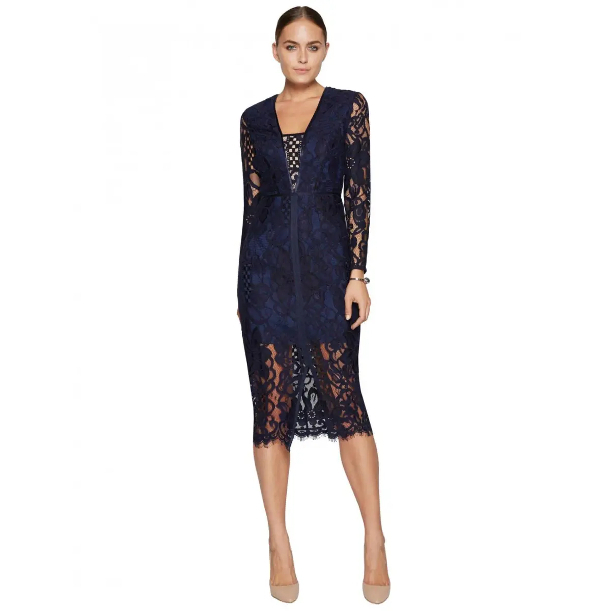 Rodeo Show Romy Lace Midi Dress Navy Size 8 - Image 1
