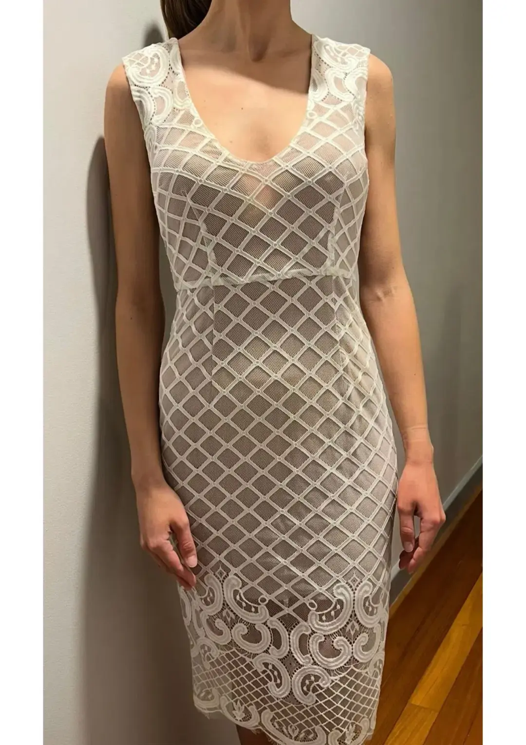 Seduce Lace Midi Dress White Size 6 for rent on The Volte - main image