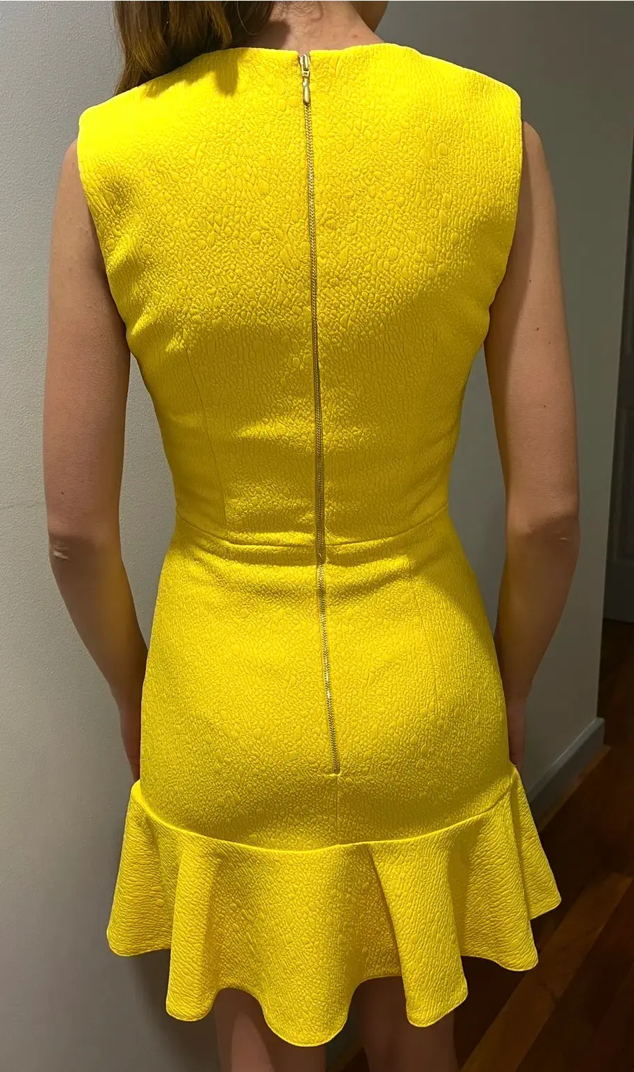 Rebecca Vallance Jaclyn Button Mini Dress Canary Yellow Size 6 for rent on The Volte - main image