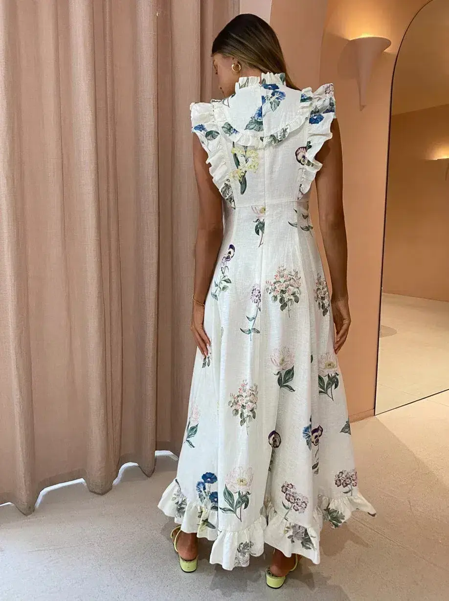 Alemais Jules Floral Midi Dress Antique Print Size 8 - Image 3