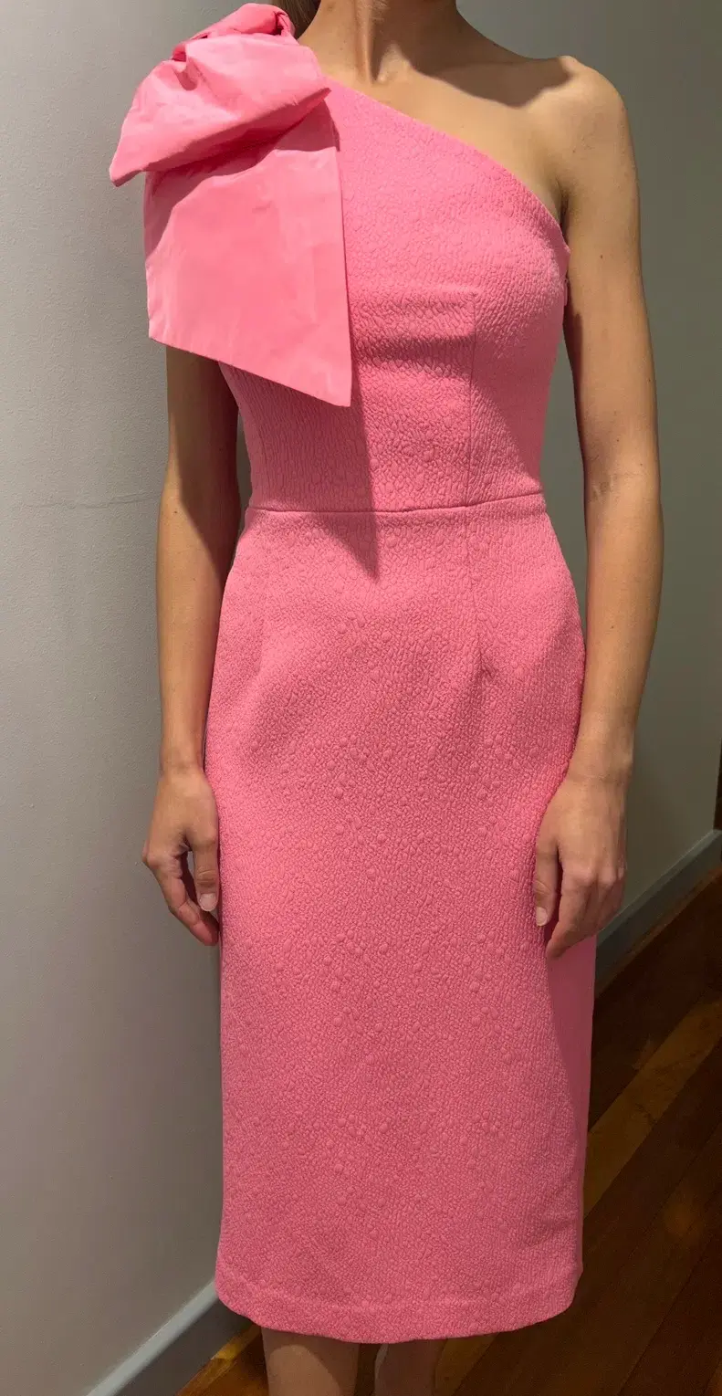 Rebecca Vallance Montez Midi Dress Pink Size 6 for rent on The Volte - main image
