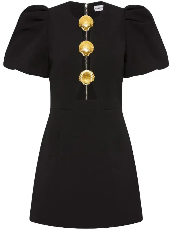 Rebecca Vallance Sirene Puff Sleeve Mini Dress Black Size 8 for rent on The Volte - main image