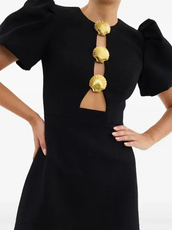 Rebecca Vallance Sirene Puff Sleeve Mini Dress Black Size 8 - Image 2