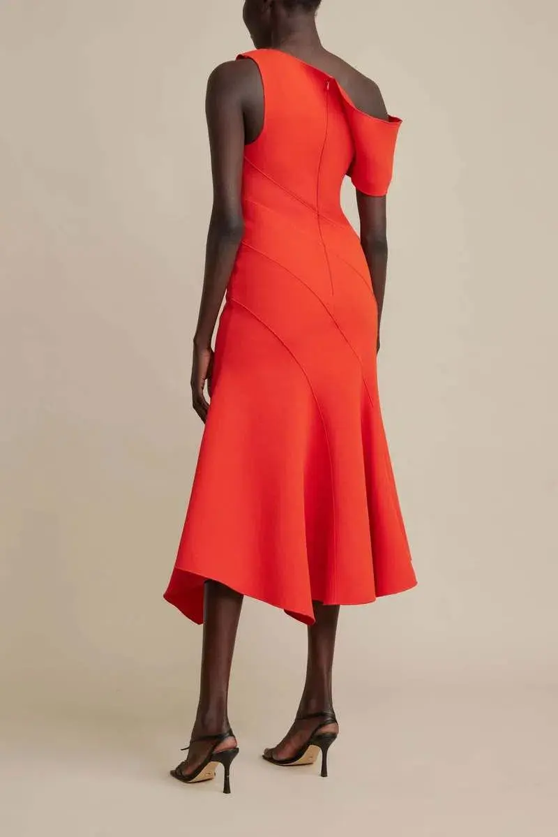 Acler Corbyn Midi Dress Poppy Red Size 14 - Image 3