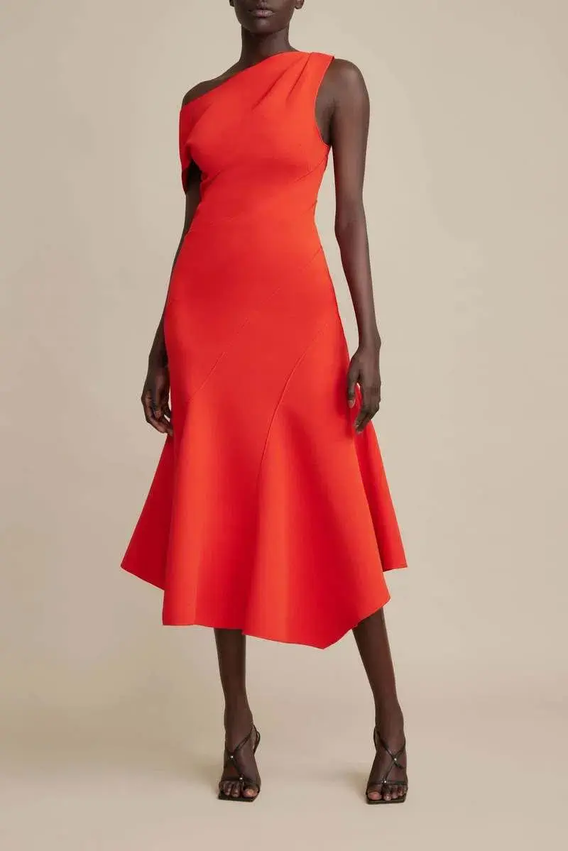 Acler Corbyn Midi Dress Poppy Red Size 14 - Image 4