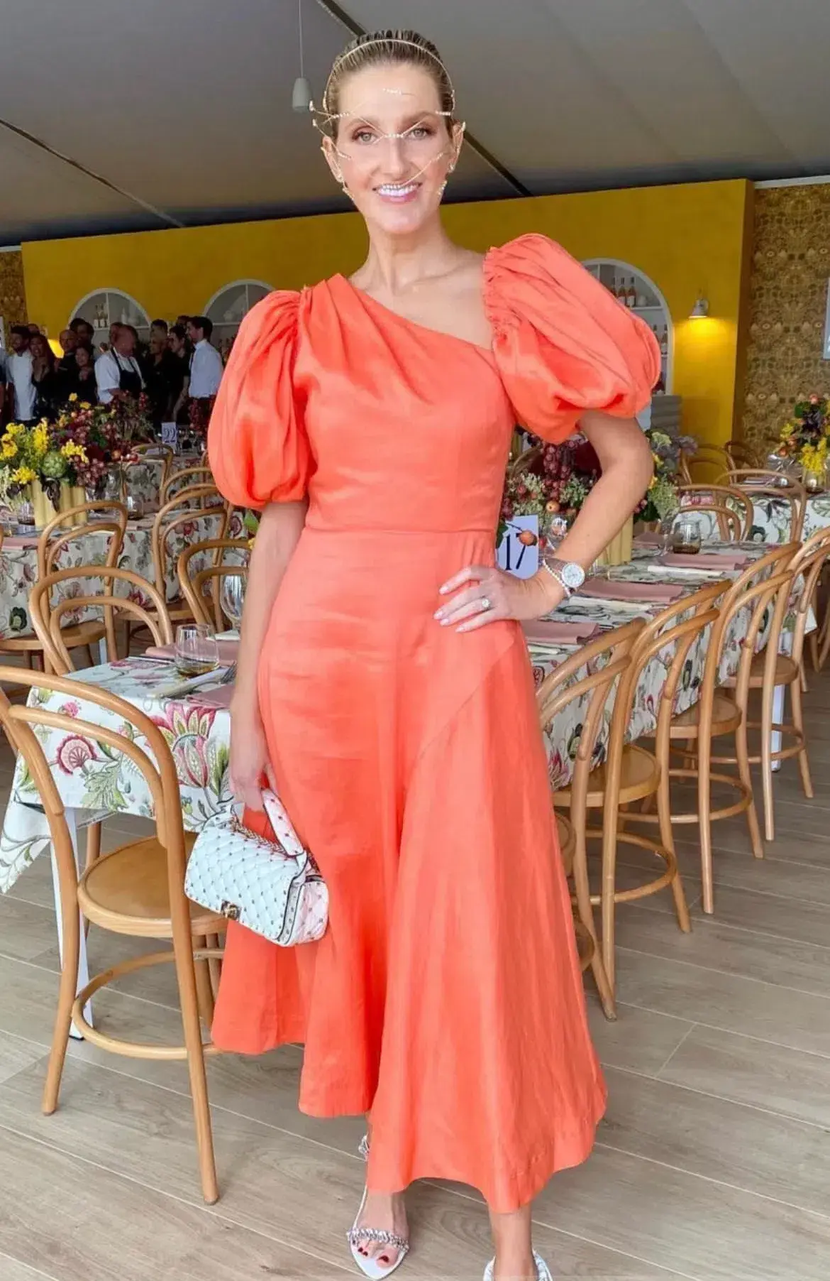 AJE Maia Off Shoulder Midi Dress in Coral Size 12 - Image 3