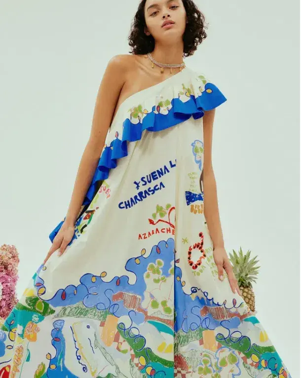 Alemais Nadia One Shoulder Ruffle Dress Multi Size 12 - Image 2