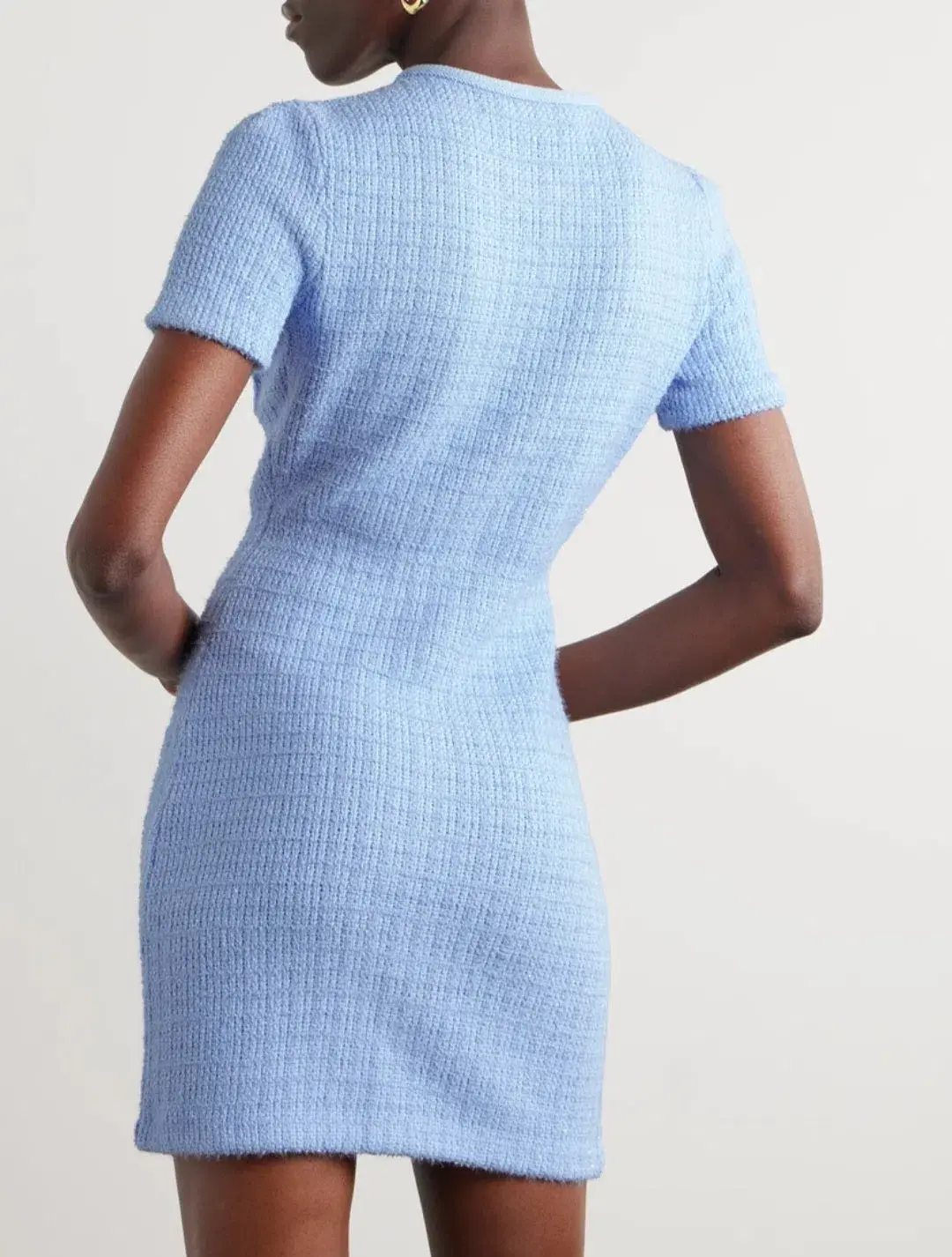 Self Portrait Jewel Button Knit Mini Dress Blue Size 8 - Image 3