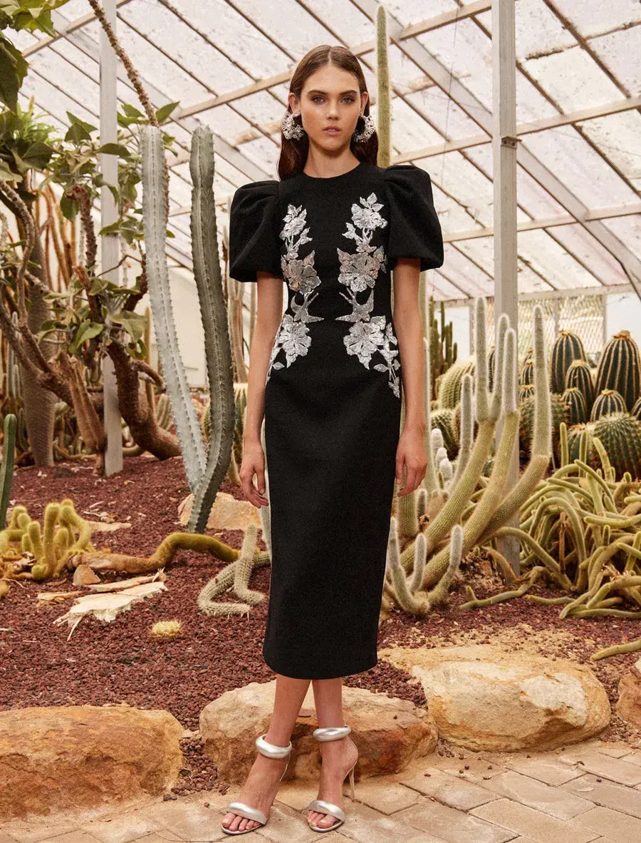 Rebecca Vallance Monroe Midi Dress Black Size 14 for rent on The Volte - main image