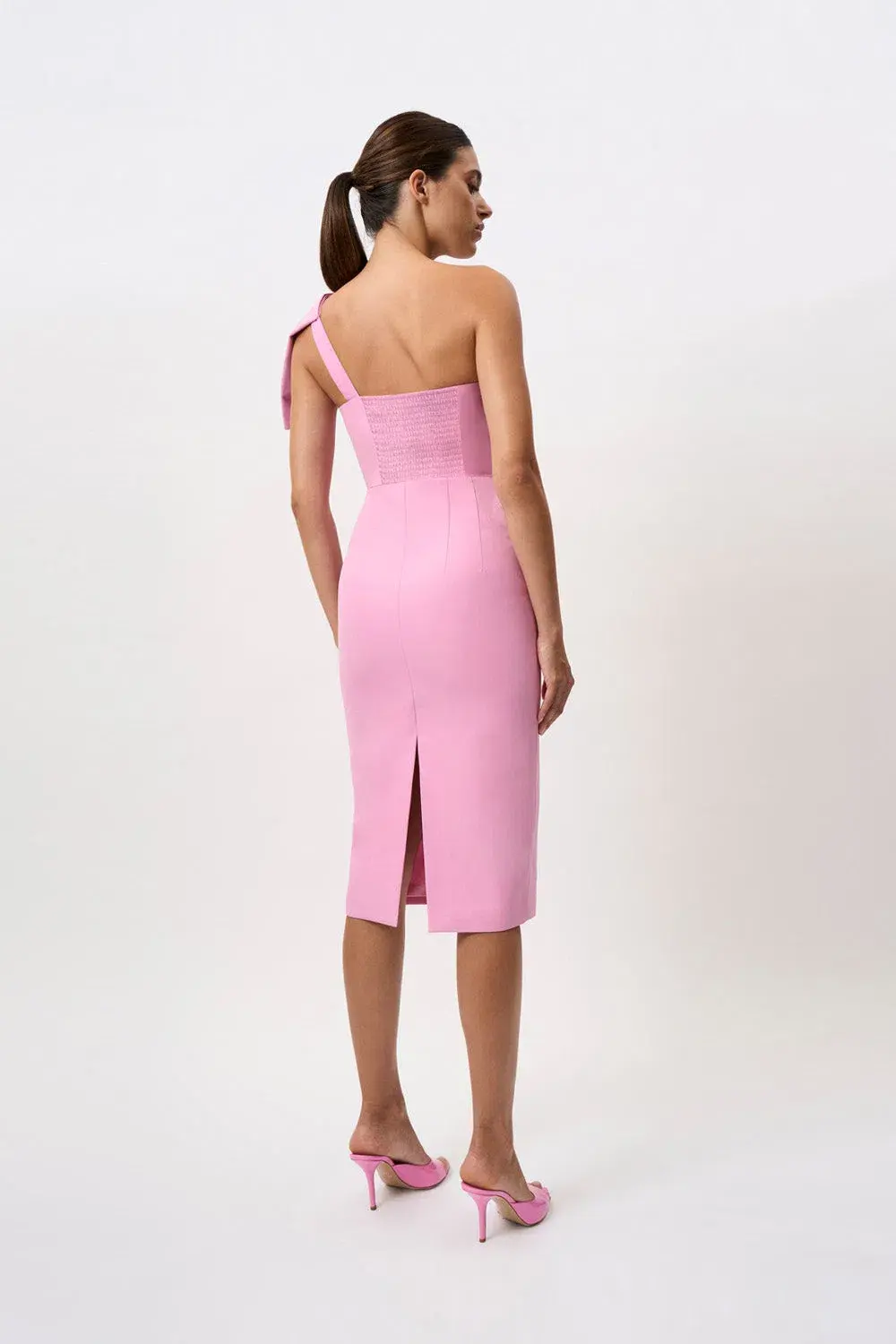By Johnny Bridget Bow Midi Dress Taffy Pink Size 8 - Image 3