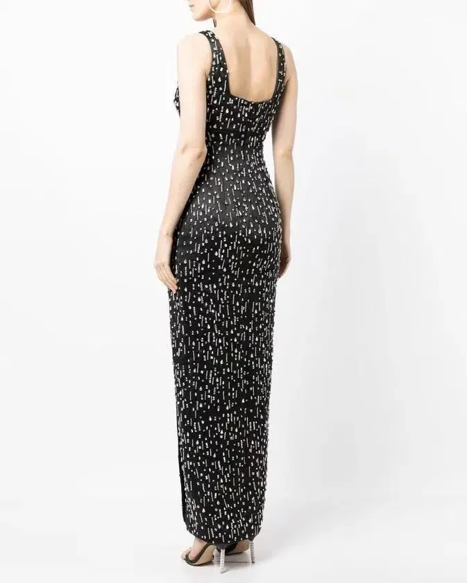 Rachel Gilbert Emile Crystal Embellished Sleeveless Gown Black Size 10 for rent on The Volte - main image