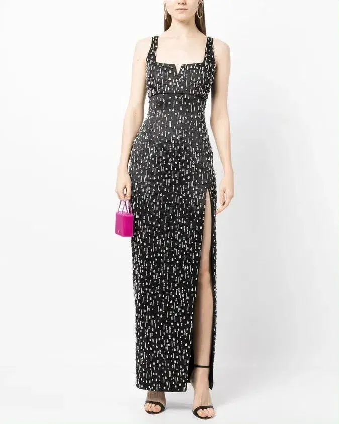 Rachel Gilbert Emile Crystal Embellished Sleeveless Gown Black Size 10 - Image 1