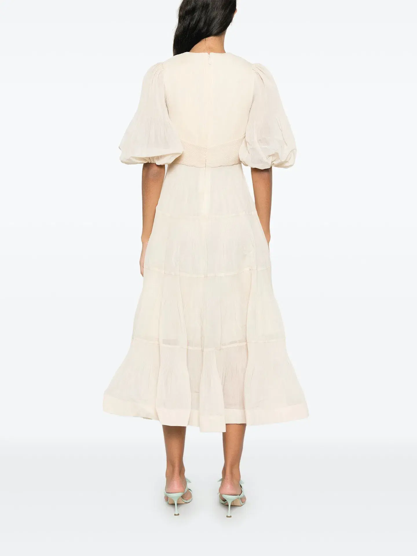 Zimmermann Pleated Midi Dress Cream Size 4 / AU 16 - Image 2