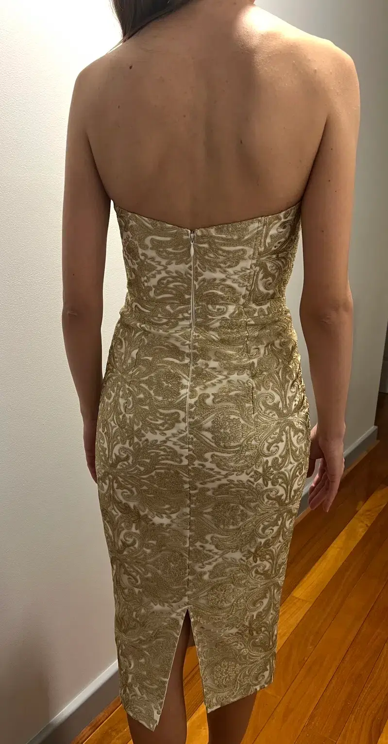 Elle Zeitoune Jayce Midi Dress Gold Size 8 - Image 3
