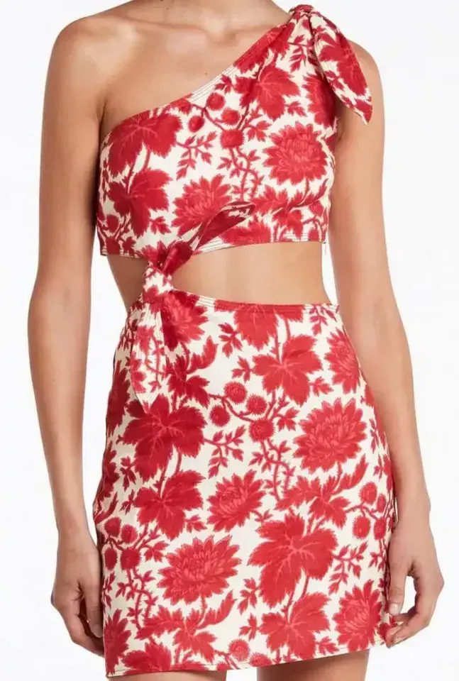 Sir The Label Cinta Cut Out Knot Mini Dress Valentina Floral Print Size 3 / AU 12 - Image 2
