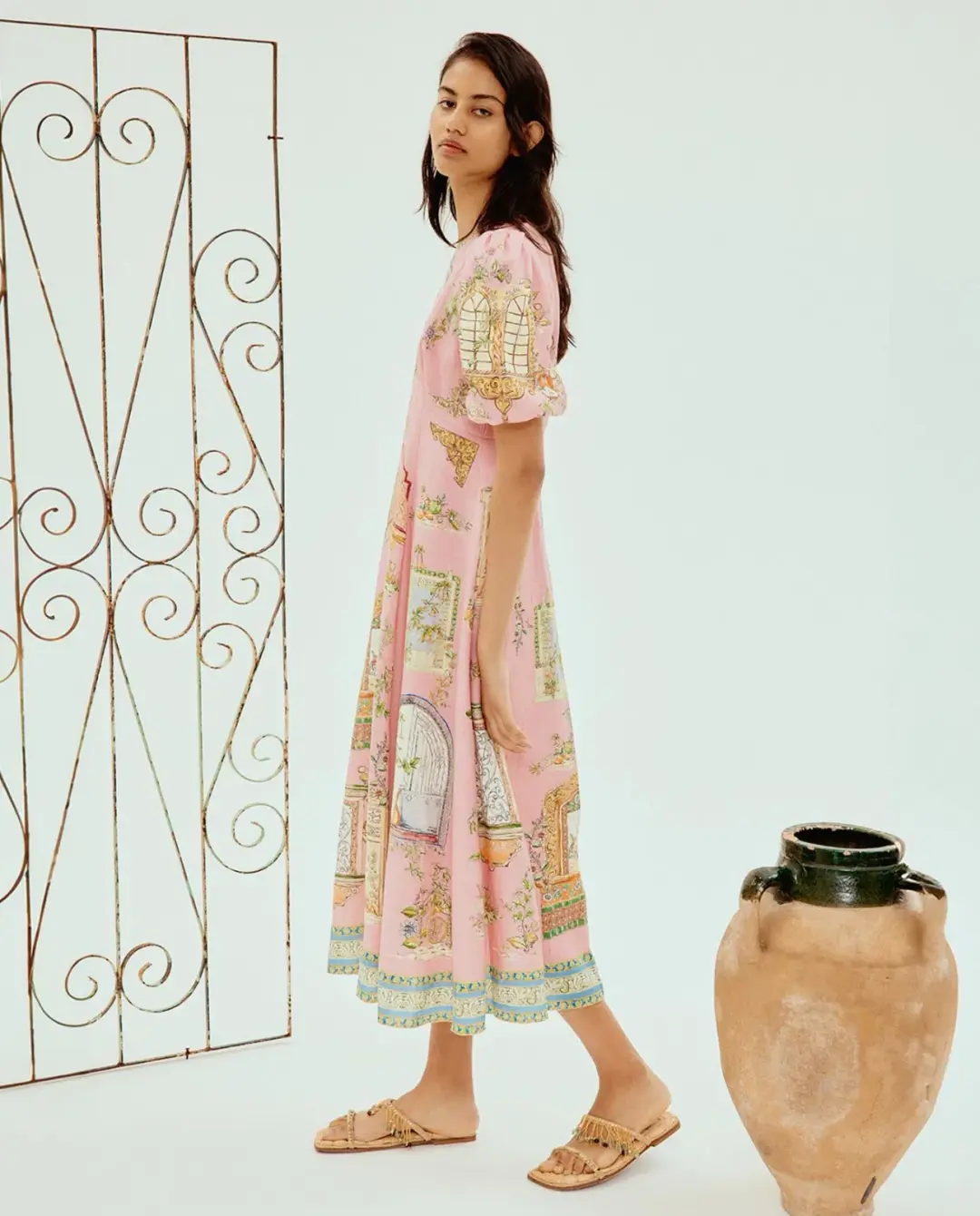 Alemais Monte Midi Dress Pink Size 10  for rent on The Volte - main image