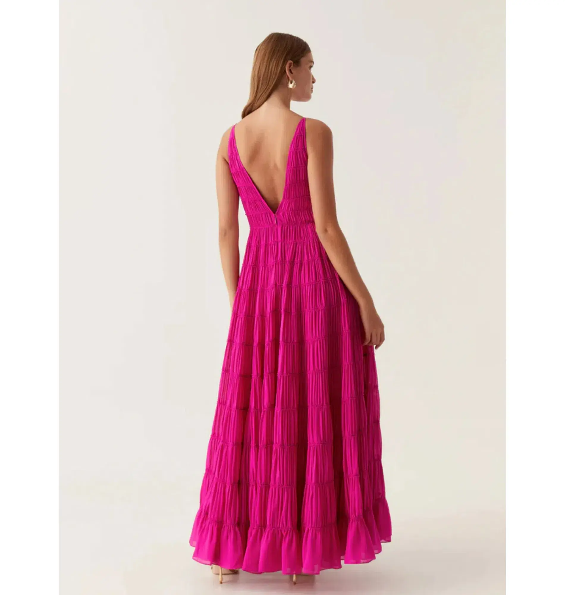 Aje Rosewood Ruched Maxi Dress Magenta Size AU 16 - Image 2