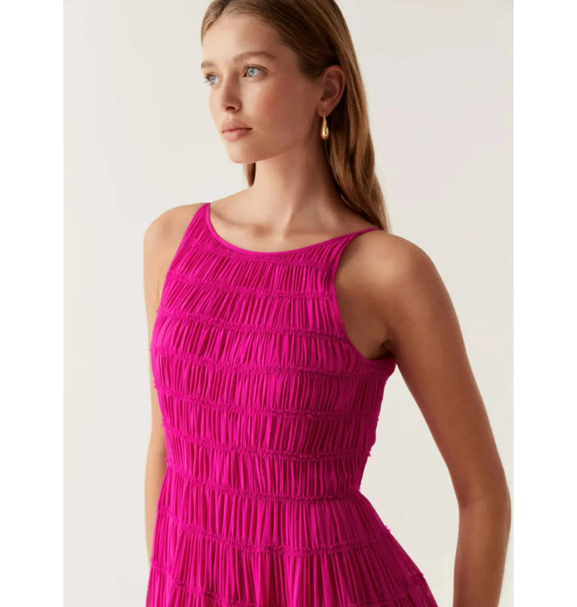 Aje Rosewood Ruched Maxi Dress Magenta Size AU 16 - Image 3