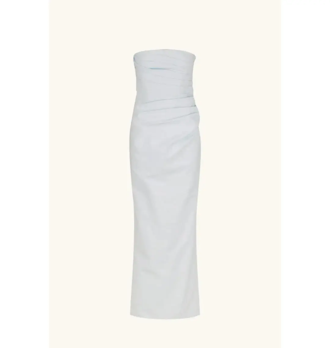 Shona Joy Lani Strapless Draped Maxi Dress Sky Size AU 12 for rent on The Volte - main image