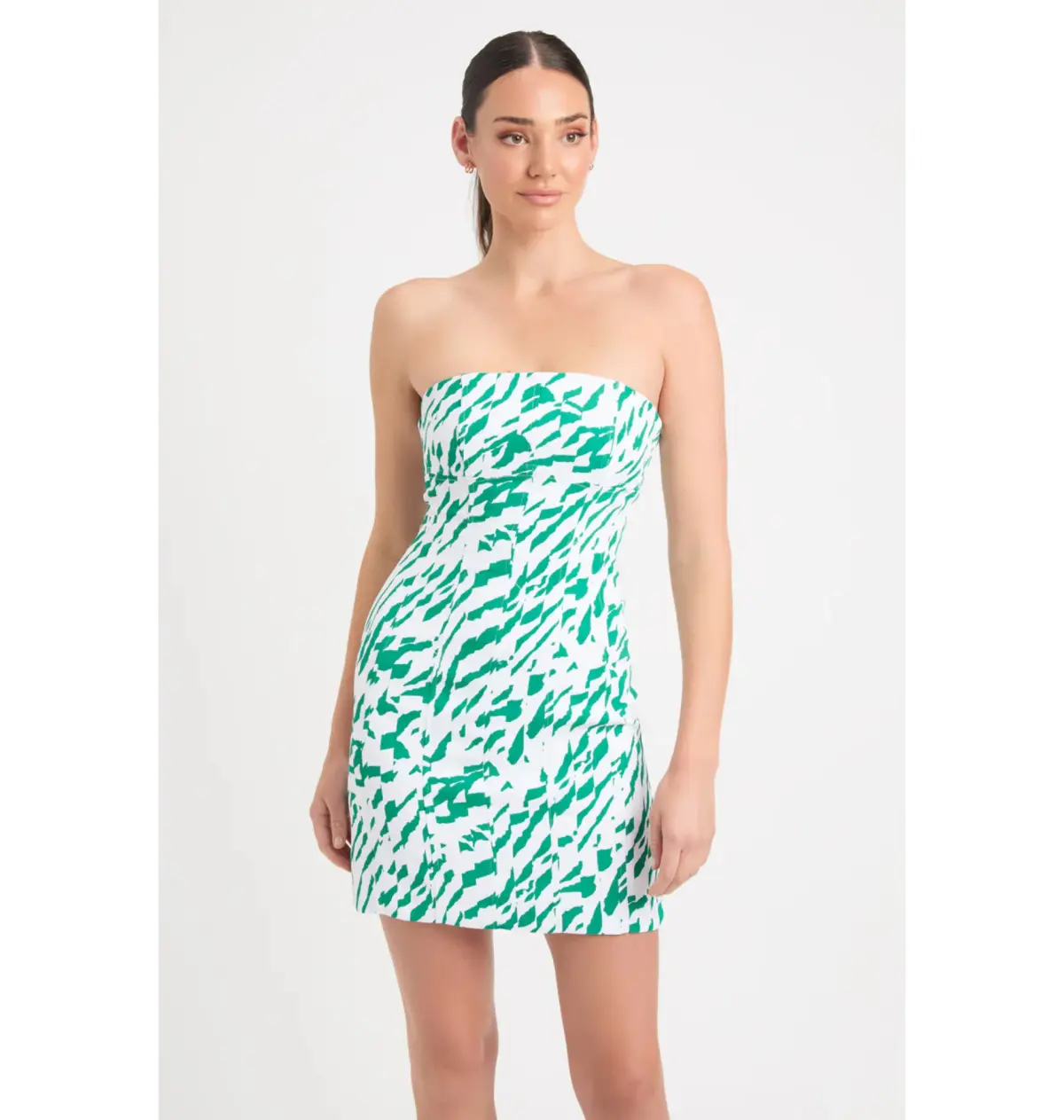 Kookai Jamila Green White Strapless Mini Dress Multi Size AU 10 - Image 2