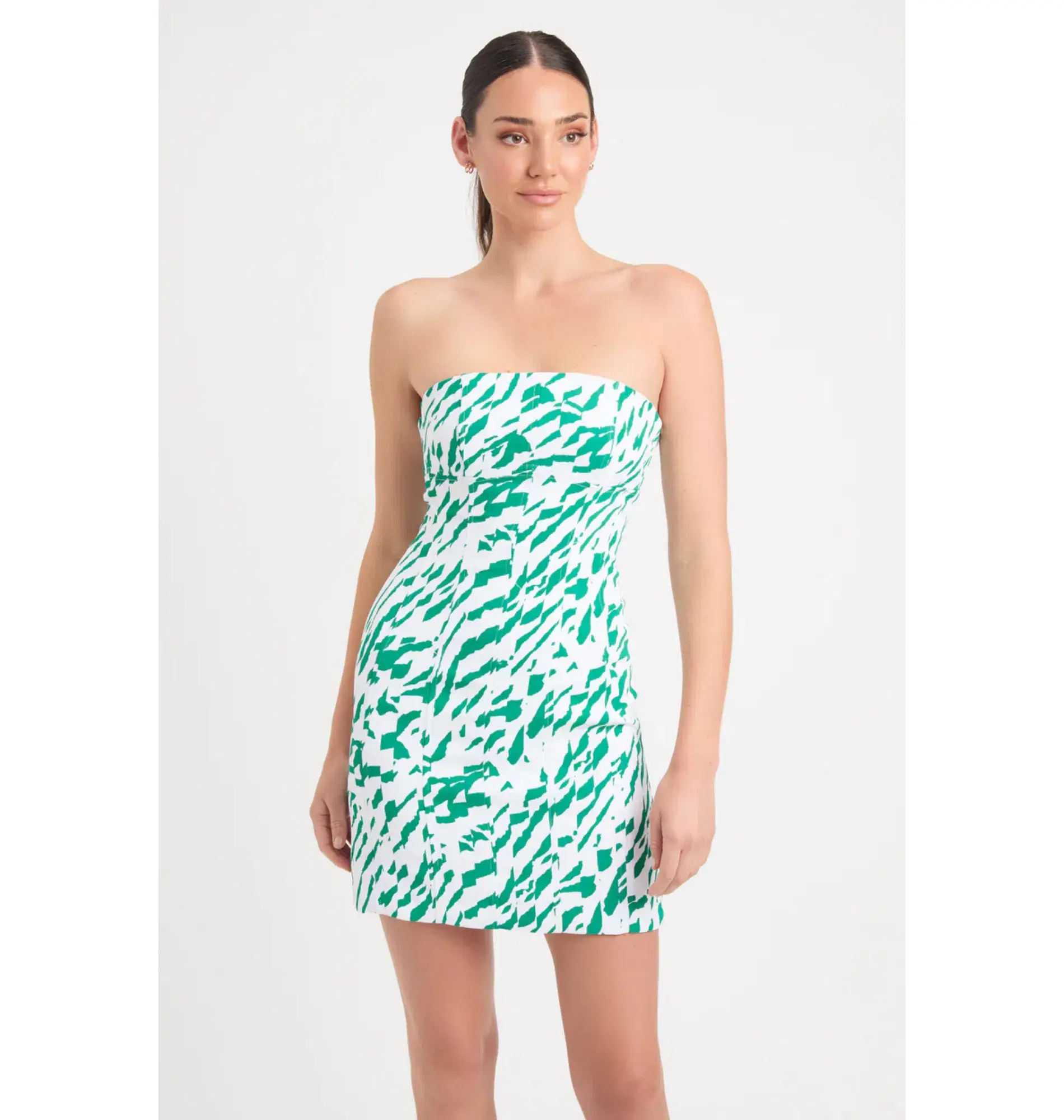 Kookai Jamila Green White Strapless Mini Dress Multi Size AU 10 - Image 2