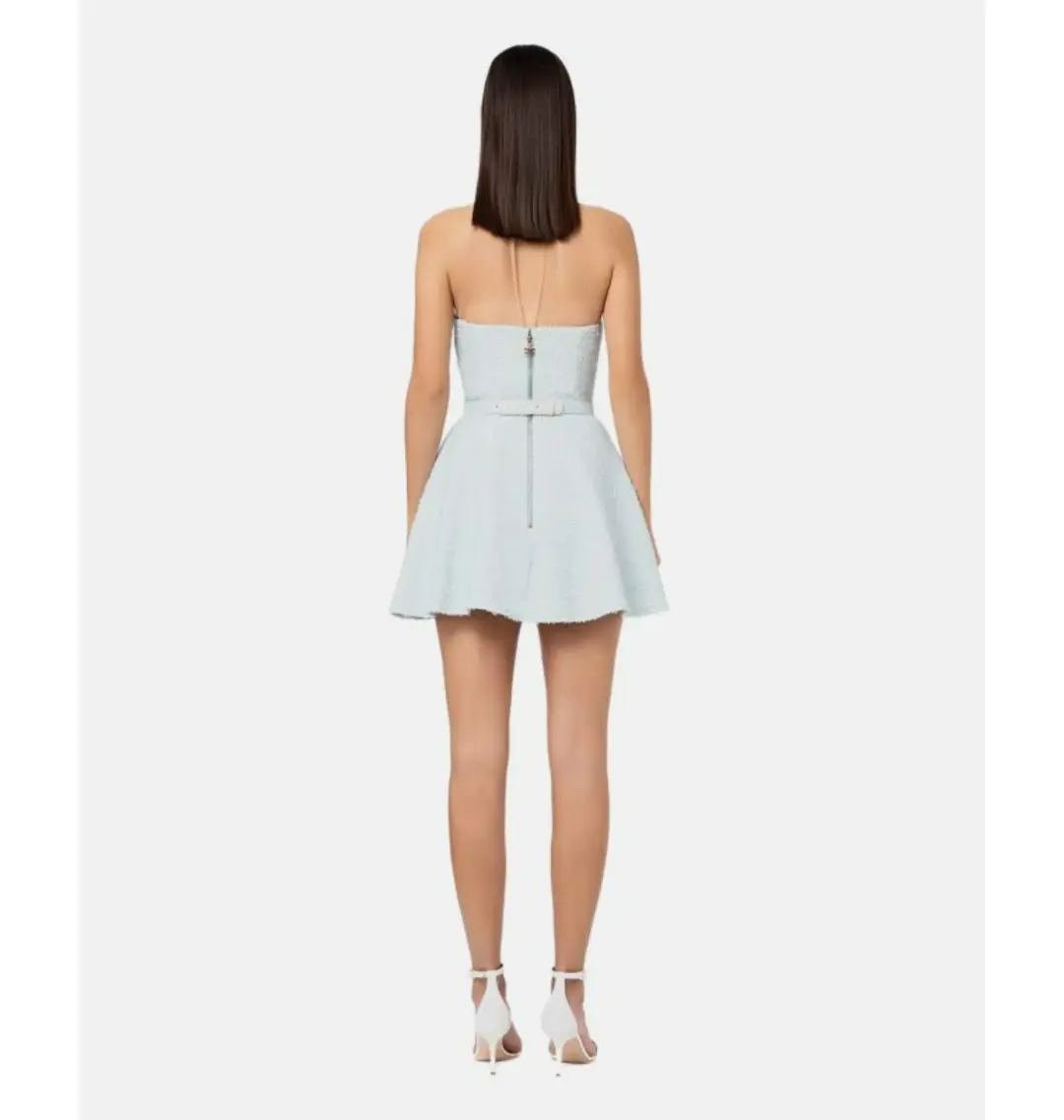 Elisabetta Franchi Lace Neck Short Dress Blue Size 0 / AU 6, Italian 38 for rent on The Volte - main image