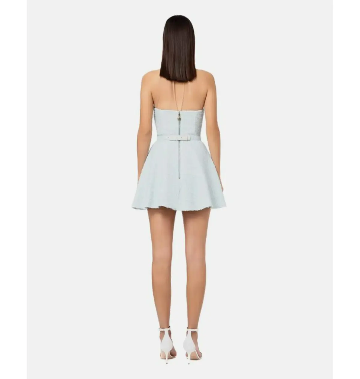 Elisabetta Franchi Lace Neck Short Dress Blue Size 0 / AU 6, Italian 38 - Image 3