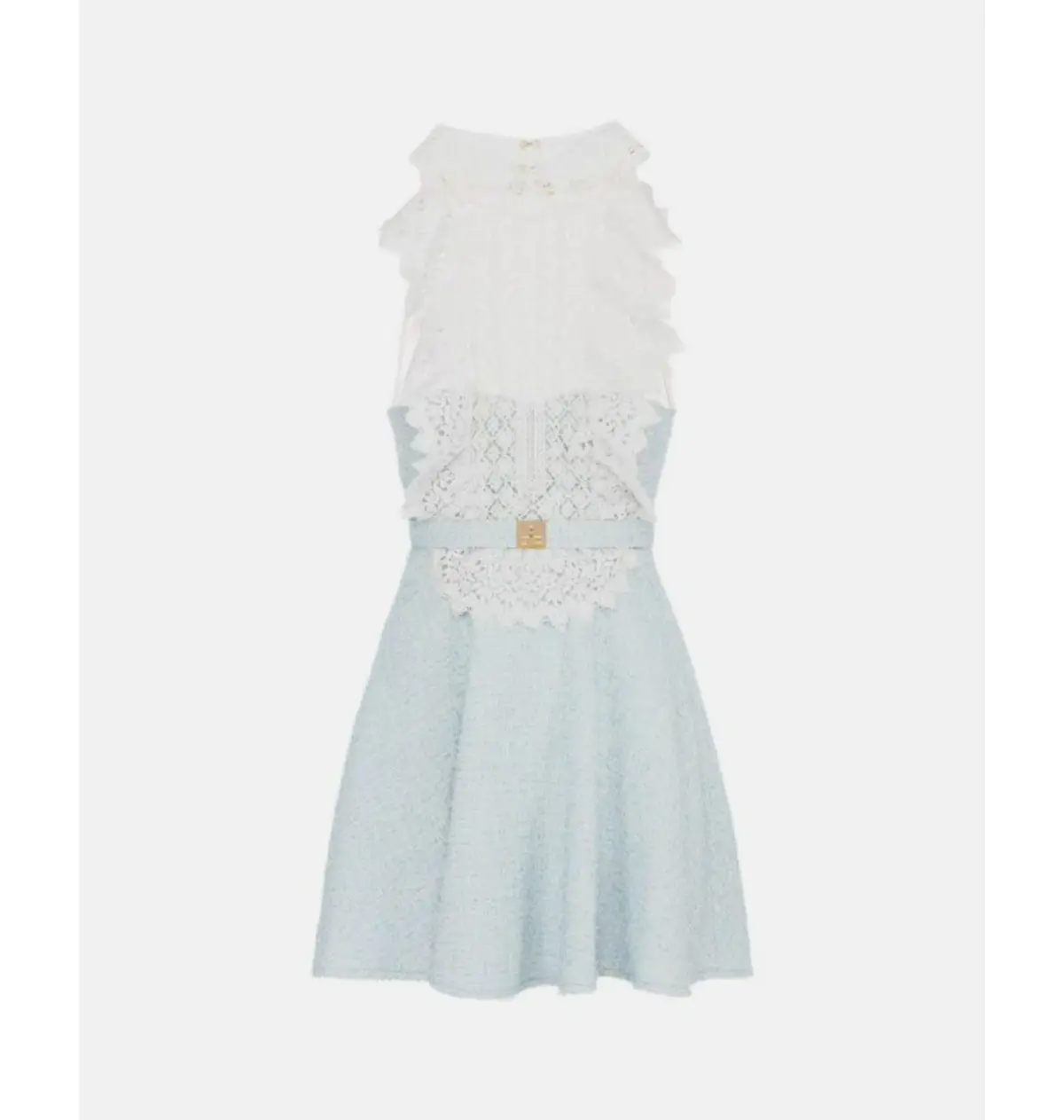 Elisabetta Franchi Lace Neck Short Dress Blue Size 0 / AU 6, Italian 38 - Image 5