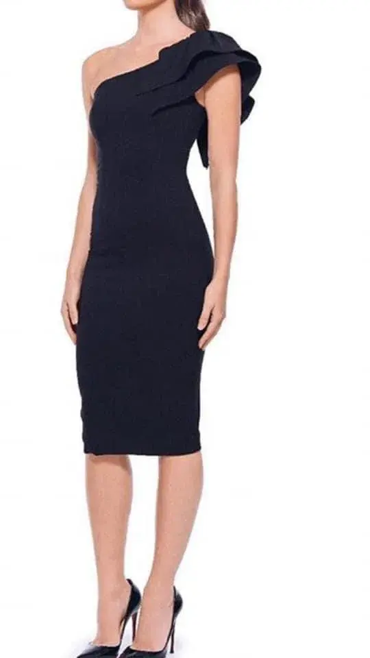 Bianca & Bridgett Karen One Shoulder Dress Black Size AU 8 - Image 1