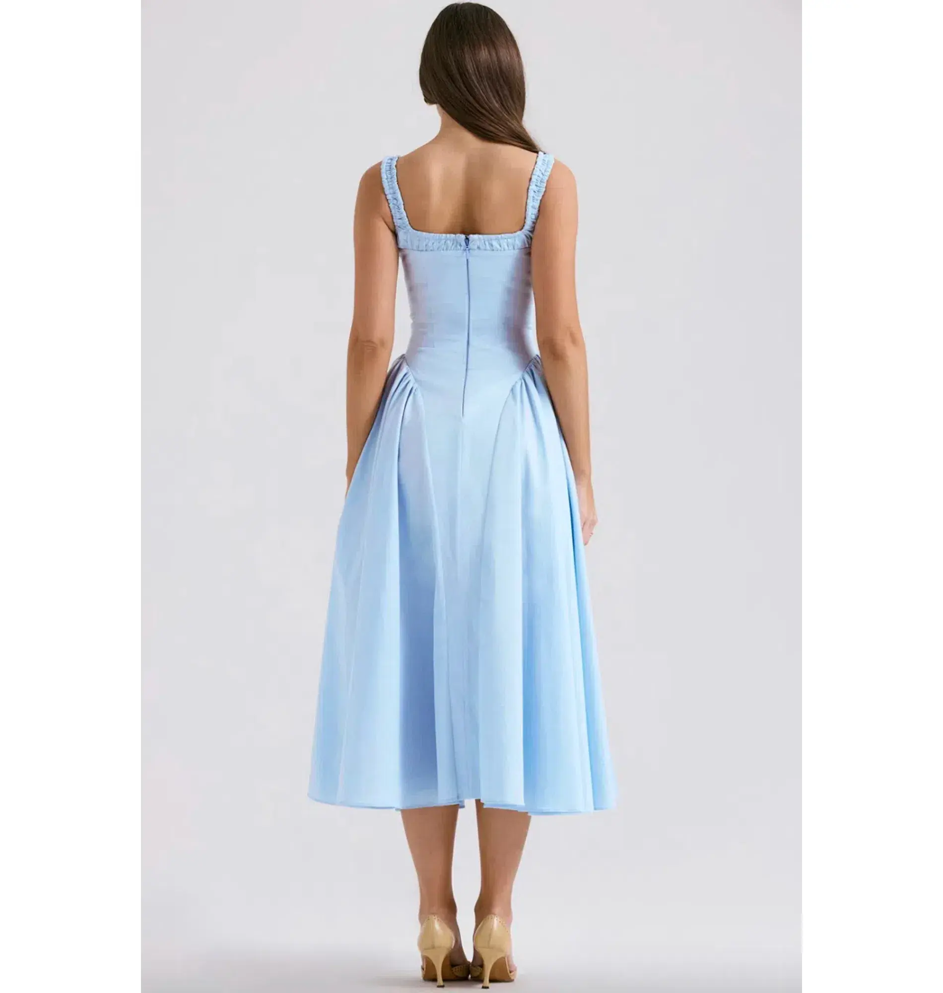 House of CB Dorothy Midi Sundress Italian Azure Size XS / AU 6 - Image 4