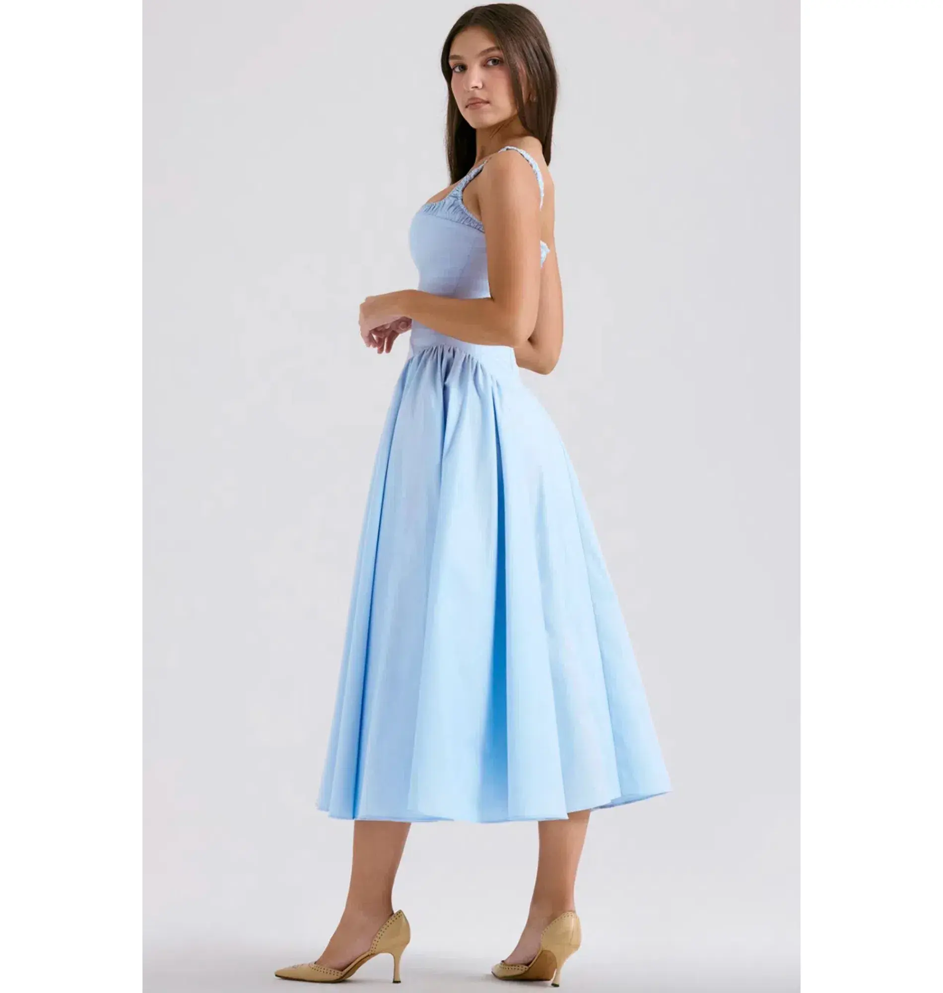 House of CB Dorothy Midi Sundress Italian Azure Size XS / AU 6 - Image 3
