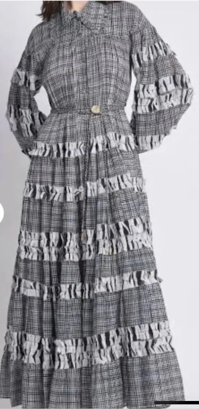 Aje Memento Tiered Midi Dress black & white Check Size AU 10 fit 14 - Image 3