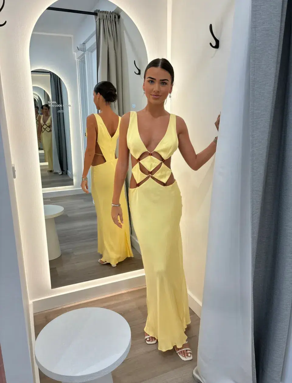 Bec & Bridge Agathe Diamond Dress Butter Yellow Size AU 6  - Image 3