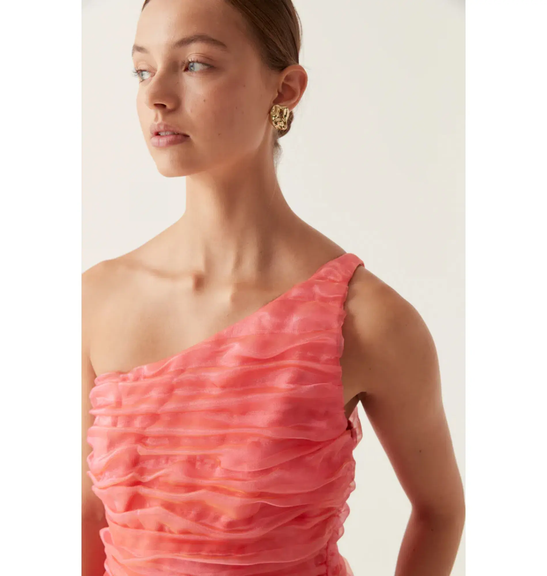 Aje Iridescent Mercury Mini Dress in Coral Size AU 8 - Image 3
