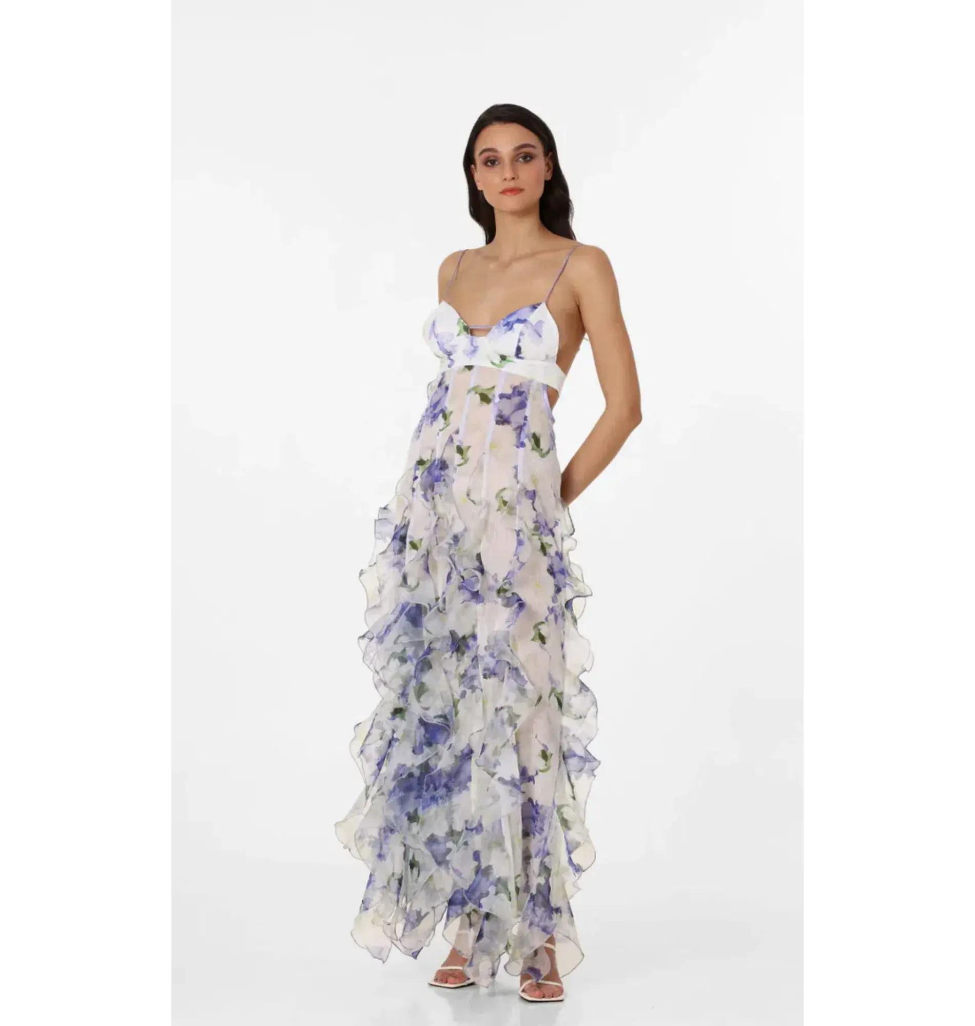 Menti Iris flower Maxi Dress Floral Size AU 12 - Image 1