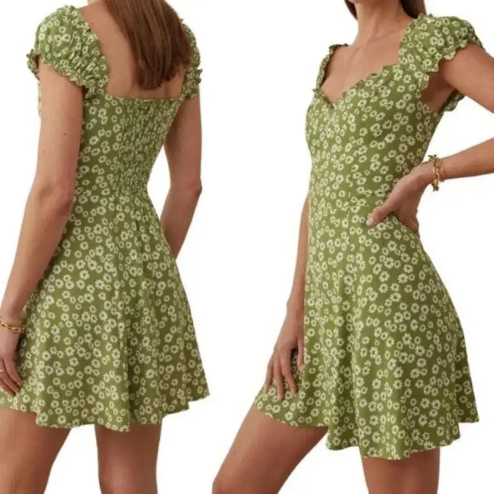 Reformation Pacey Dress Lemon Print Size AU 12 - Image 9